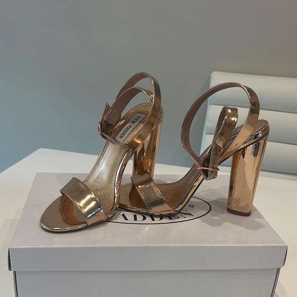 Steve Madden Rose Gold Heeled Sandals - Picture 1 of 5